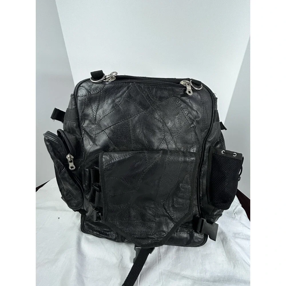 Diamond Plate Buffalo Leather Motorcycle Storage Bag Luggage